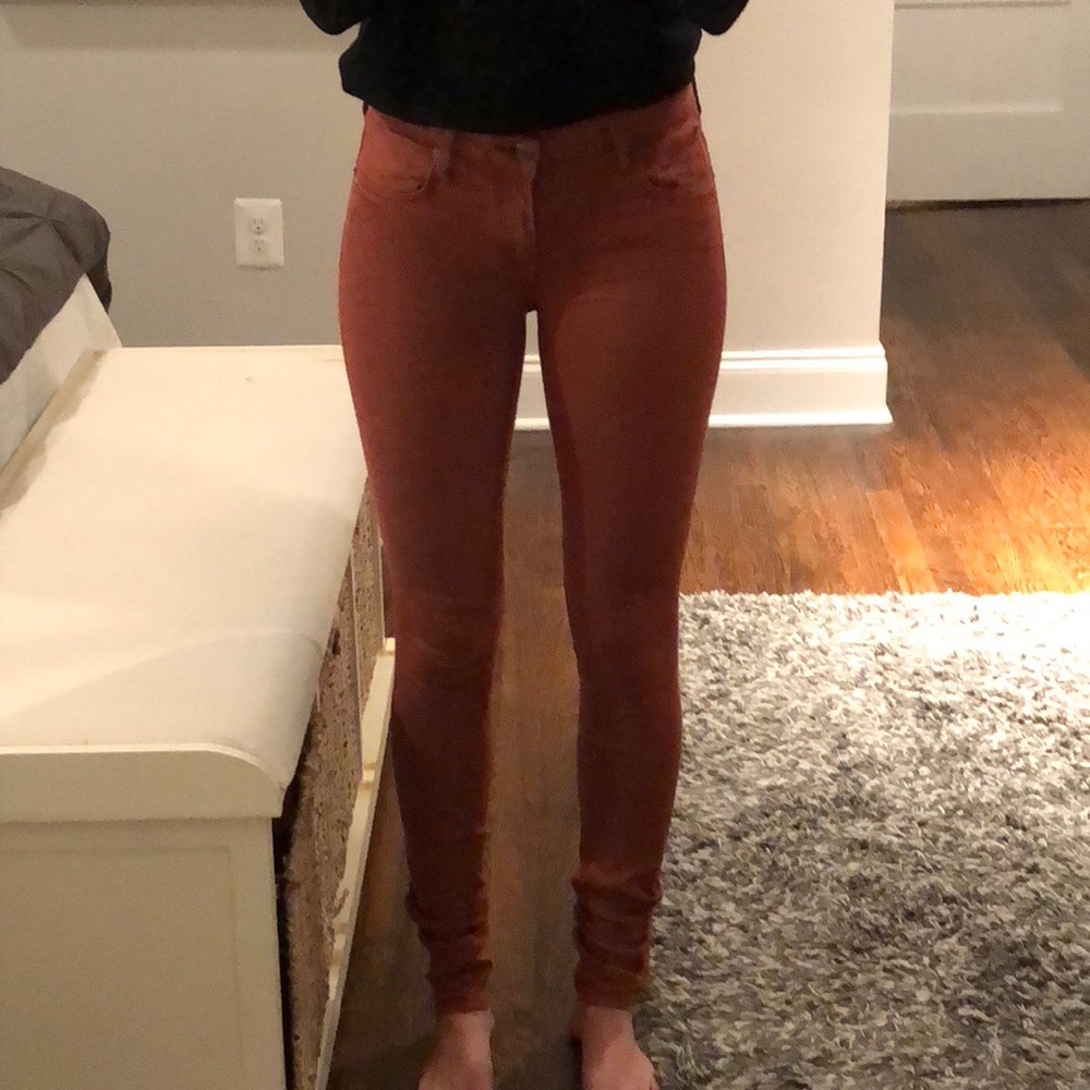 Burnt orange long skinny Helmut Lang jeans